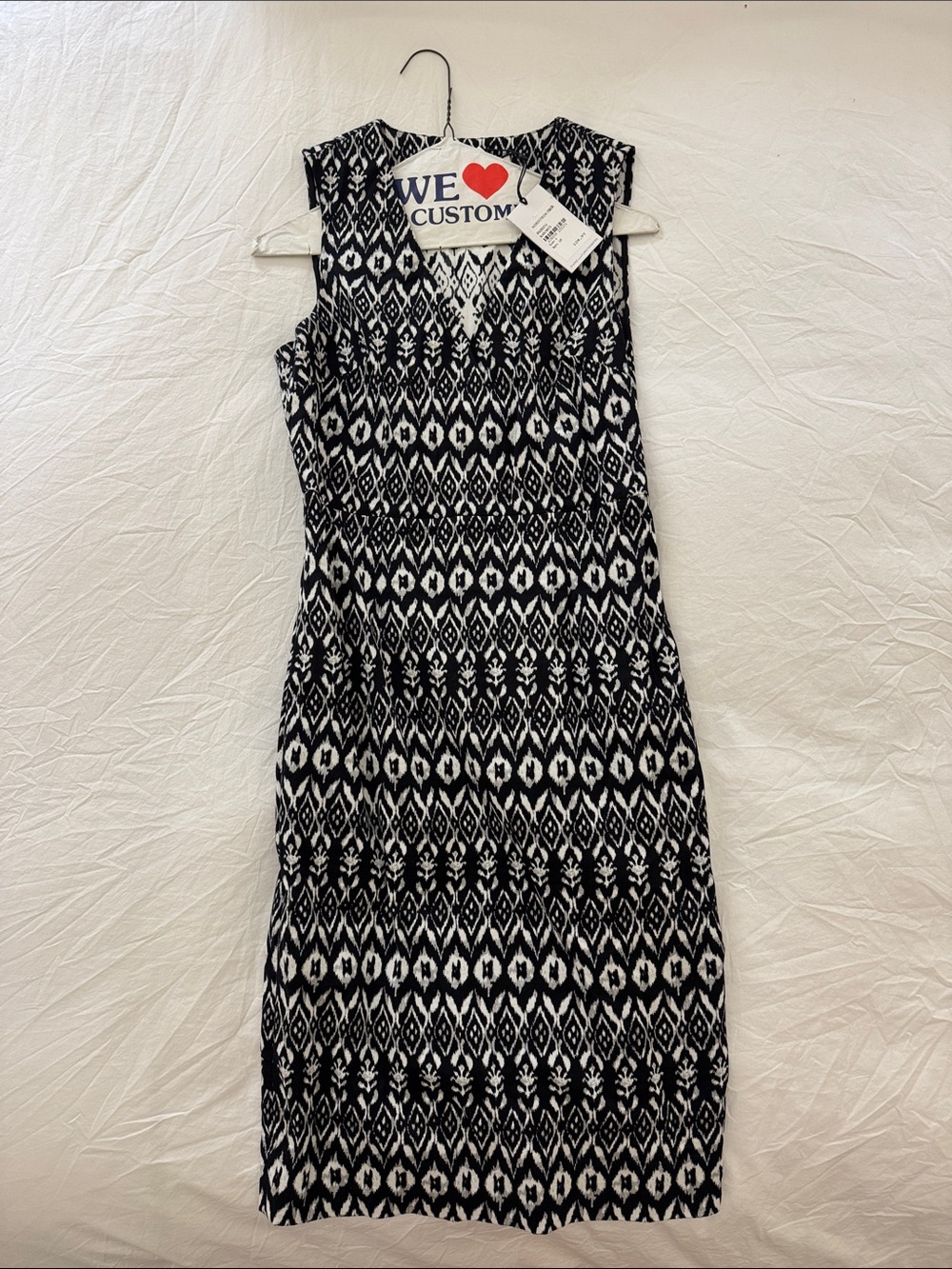 Diane Von Furstenberg Black & White Sleeveless Patterned Midi Dress
